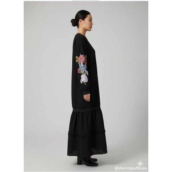 NWOT DG Lyna Embroidered Drop Waist Dress 3/4 Sleeve Black SZ M EU 38 - Picture 15 of 15